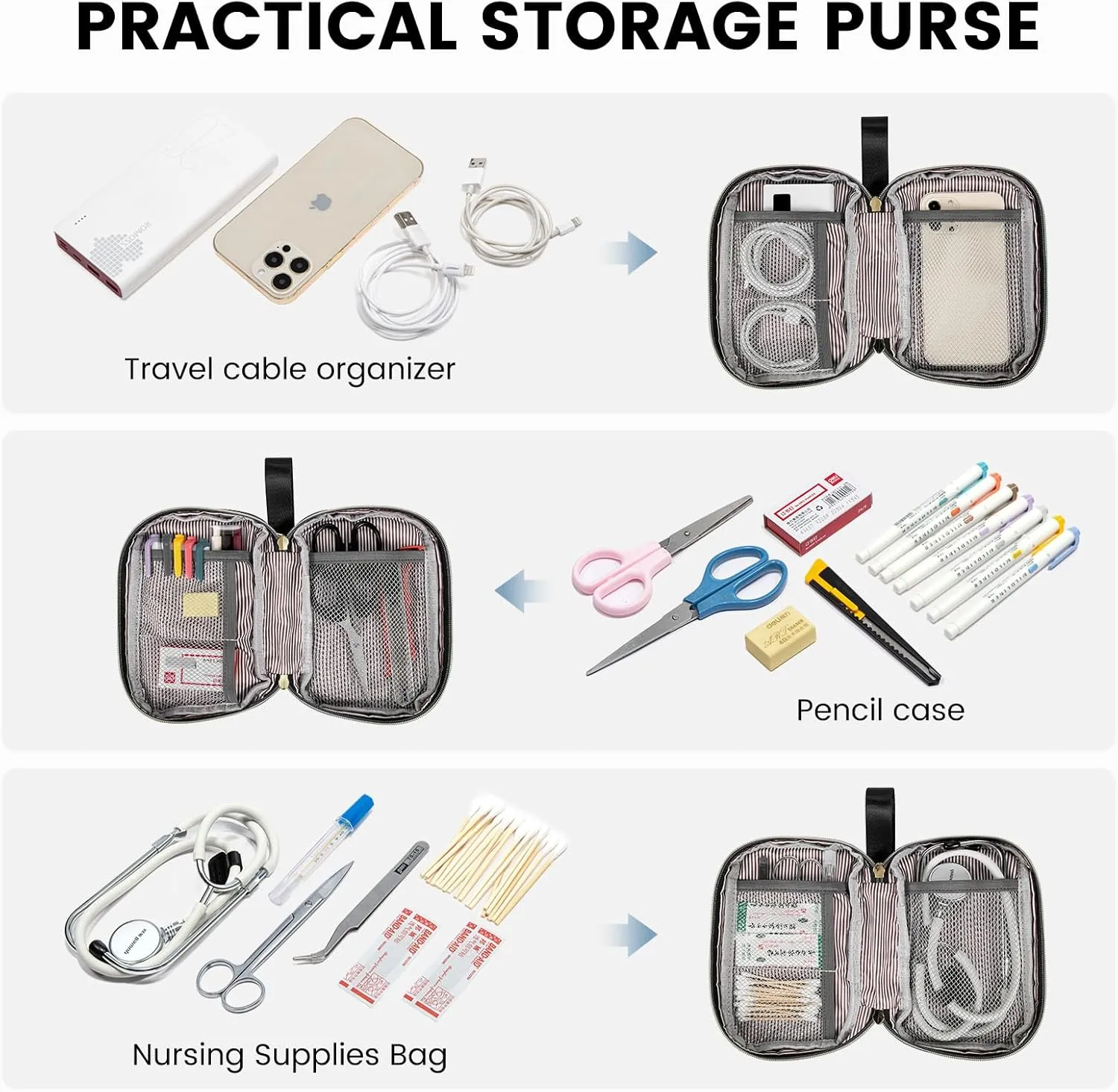 LOVEVOOK Laptop Backpack for Women, 15.6 Inch Work Business Laptop Bag, Wide Top Open Teacher Nurse Bag with USB Port, Waterproof Computer Backpack Purse for travel, 2pcs set, Black-White
