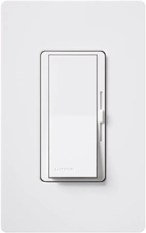 Lutron Diva Dimmer Switch for Incandescent Bulbs, 600-Watt/Single-Pole, DV-600P-WH, White