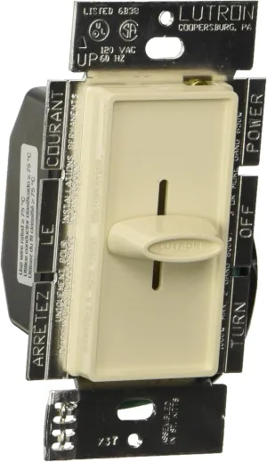 Lutron Skylark Slide-to-Off Dimmer, 1000-Watt Incandescent, Single-Pole, S-1000-LA, Light Almond