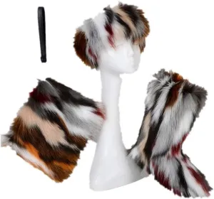 LVCOMEFF Women Faux Fur Snow Boot with Fur Lining Handbag Headband 3 Packs Pieces Set Winter Warm Outwear Furry Fluffy