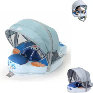 Mambobaby Floats with Canopy &Tail, Mambo Baby Non-Inflatable Baby Float for Pool Add Tail Avoid Flip Swim Trainer Toddler Swim Float for Toddler Boys Girls