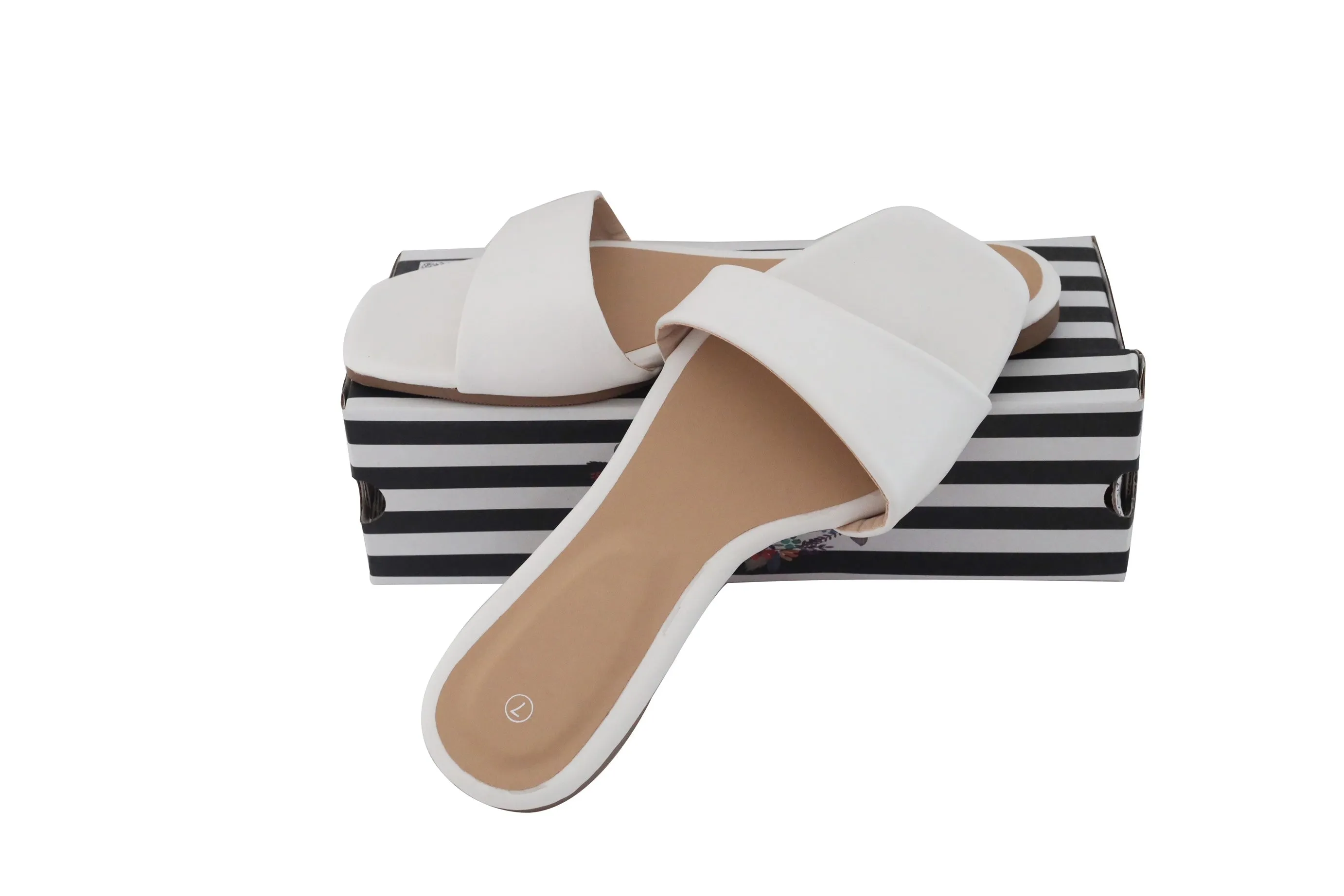 Marina White Slide Sandals