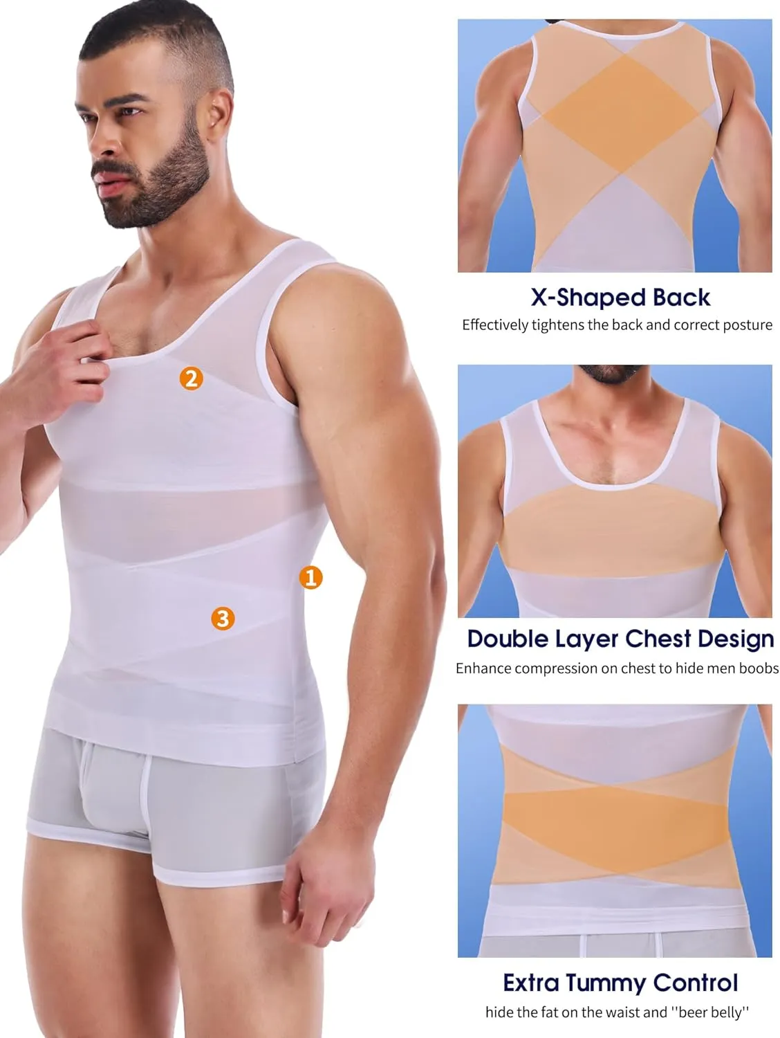 Men Body Shaper Slimming Vest Tummy Control Undershirt Gynomastica Compression Shirt Waist Trainer Tank Top