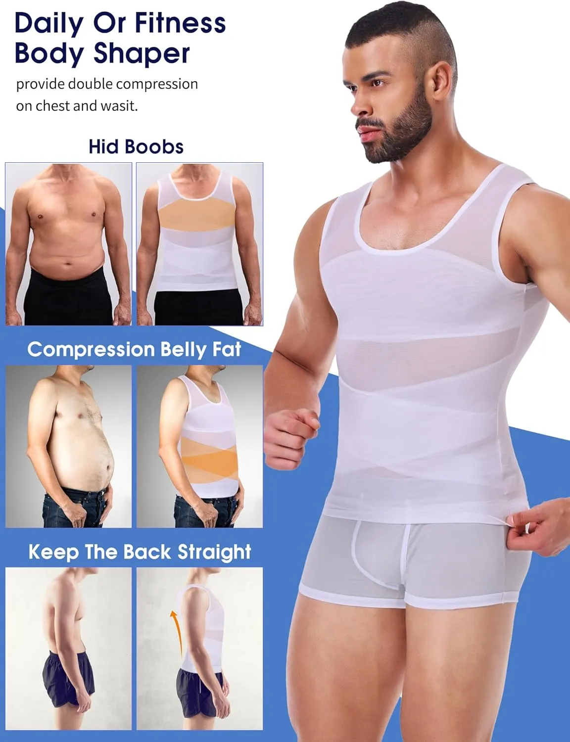 Men Body Shaper Slimming Vest Tummy Control Undershirt Gynomastica Compression Shirt Waist Trainer Tank Top