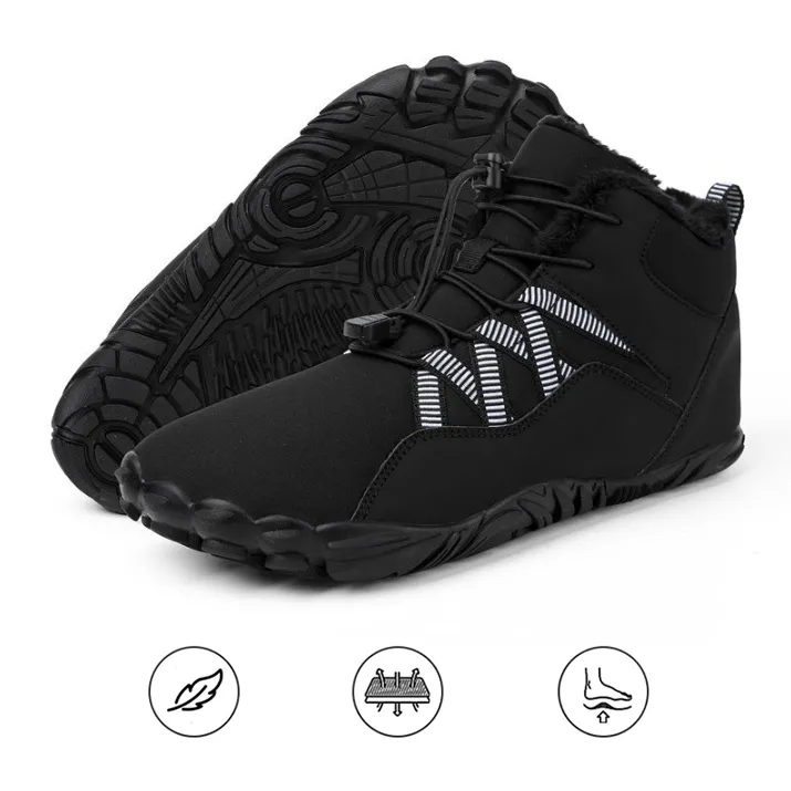 Men's Barefoot shoes Five-finger Outdoor Sports Cotton shoes Unisex Velvet Warm Snow Boots Wear-resistant Anti-ski Ground Boots Thickened Winter shoes