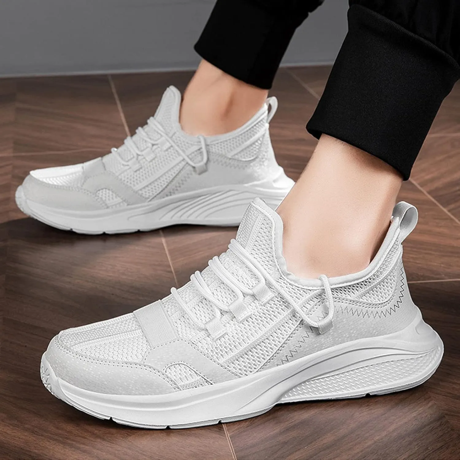 Men's Casual Dress Mesh Shoes Women Knit Lightweight Breathable Fashion Sneaker Fashionable Couple Walking Shoes for Everyday Wear