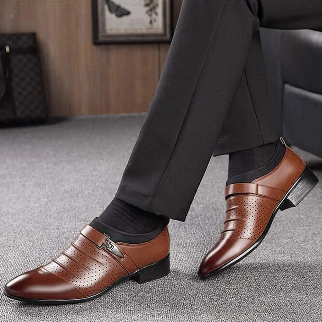 Men's Casual Dress Shoes Buckle Oxfords Shoes Slip on Loafer Formal Business Comfortable Dress Shoes for Men