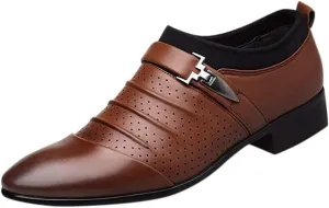Men's Casual Dress Shoes Buckle Oxfords Shoes Slip on Loafer Formal Business Comfortable Dress Shoes for Men