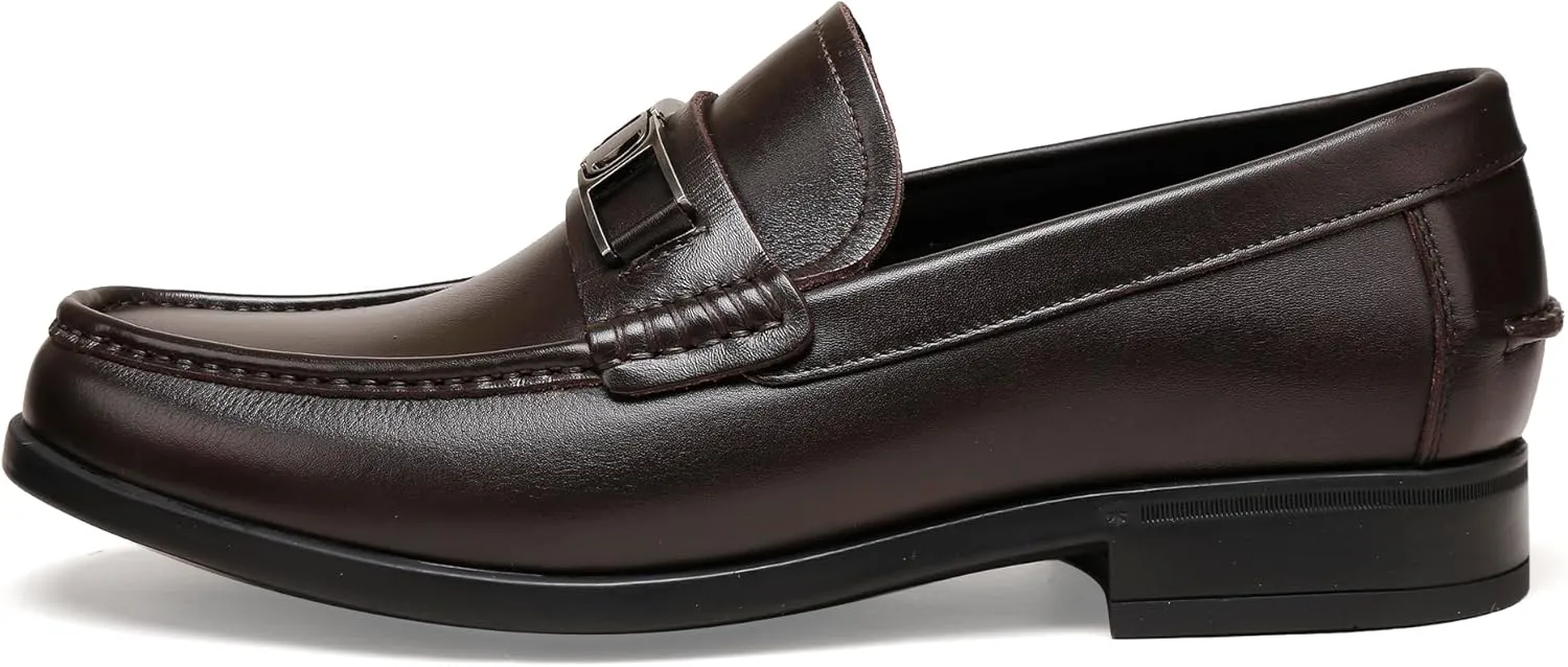 Men's Casual Dress Shoes, Premium Leather Formal Buckle Dress Loafers