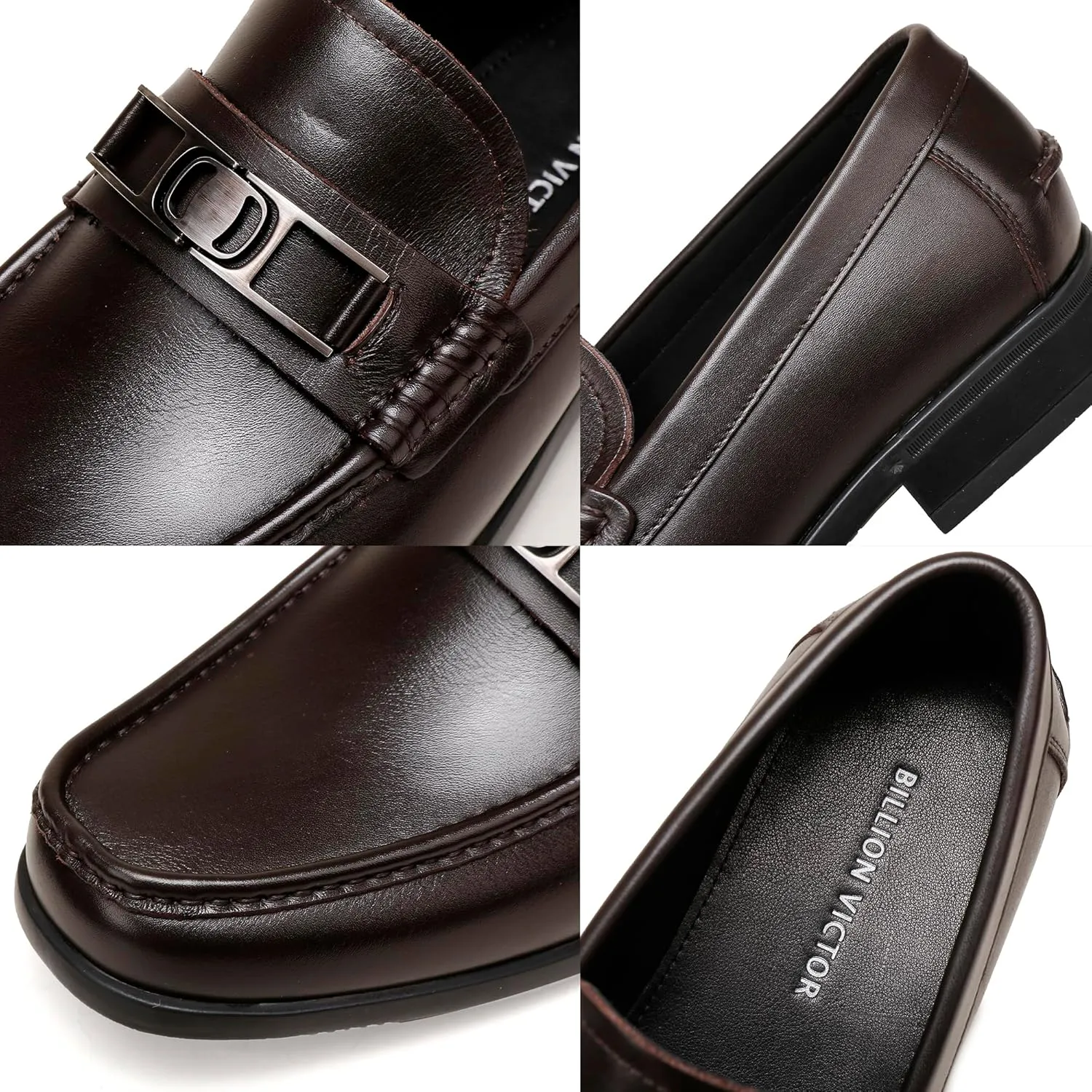 Men's Casual Dress Shoes, Premium Leather Formal Buckle Dress Loafers