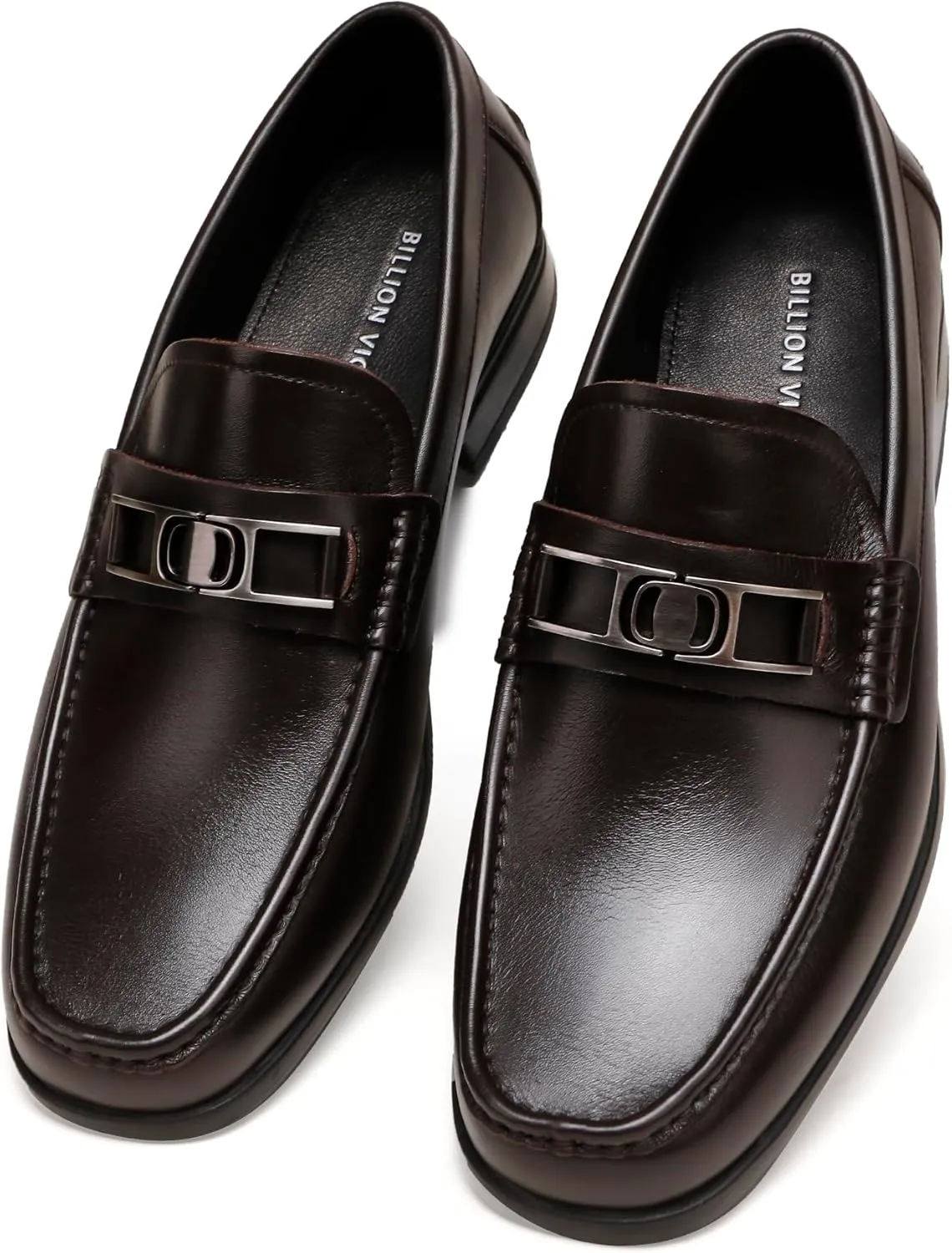 Men's Casual Dress Shoes, Premium Leather Formal Buckle Dress Loafers