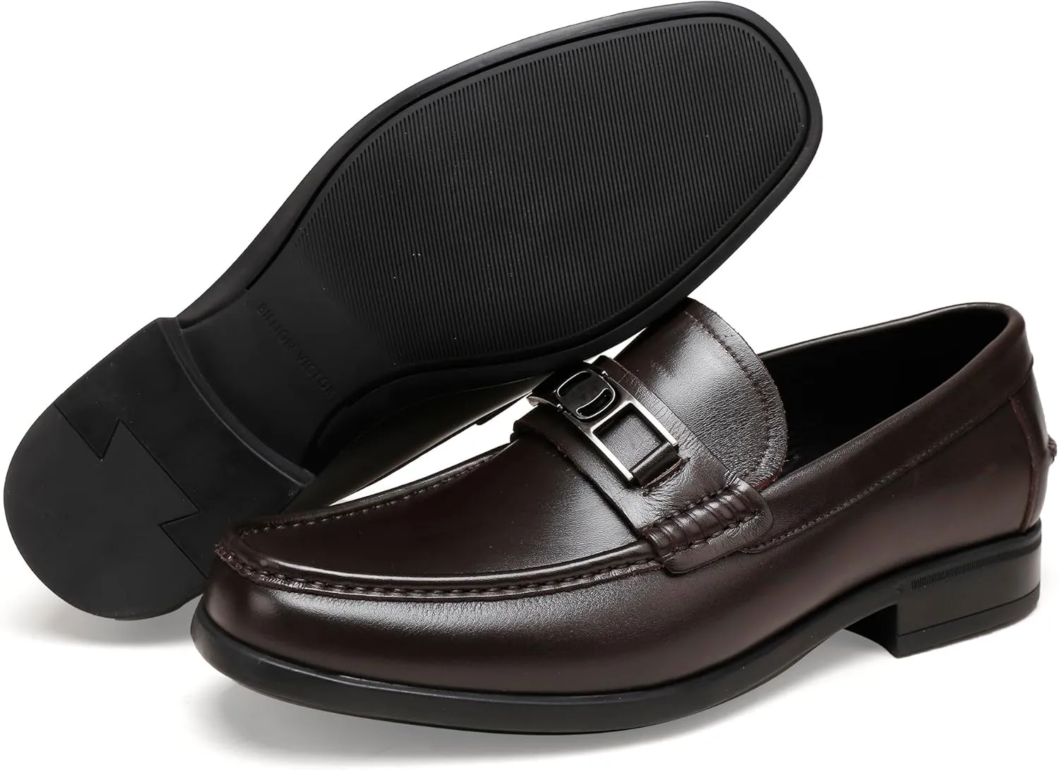 Men's Casual Dress Shoes, Premium Leather Formal Buckle Dress Loafers