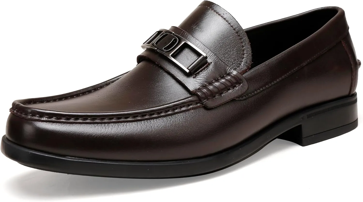 Men's Casual Dress Shoes, Premium Leather Formal Buckle Dress Loafers