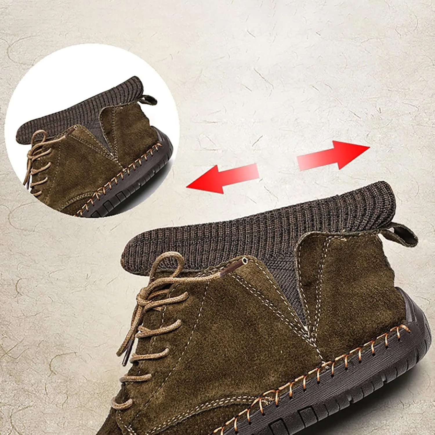 Men's Classic Suede Ankle Boots Lace Up Elastic Winter Boots Soft Flat Soled Walking Boots Mens Shoes 501 Sneaker