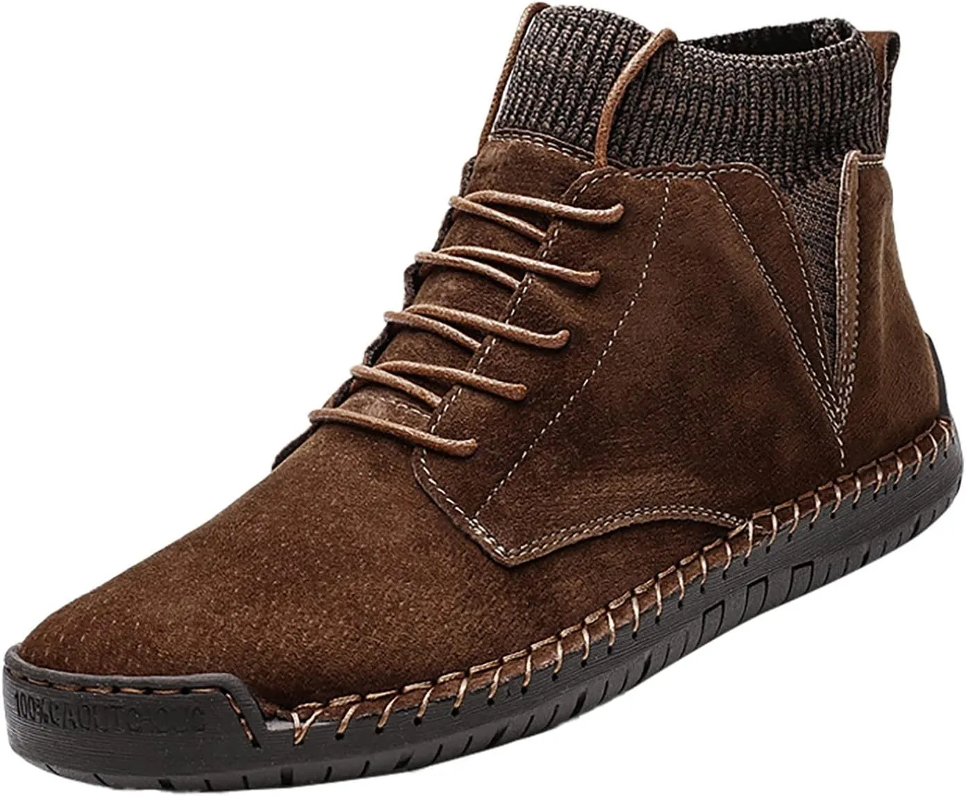 Men's Classic Suede Ankle Boots Lace Up Elastic Winter Boots Soft Flat Soled Walking Boots Mens Shoes 501 Sneaker