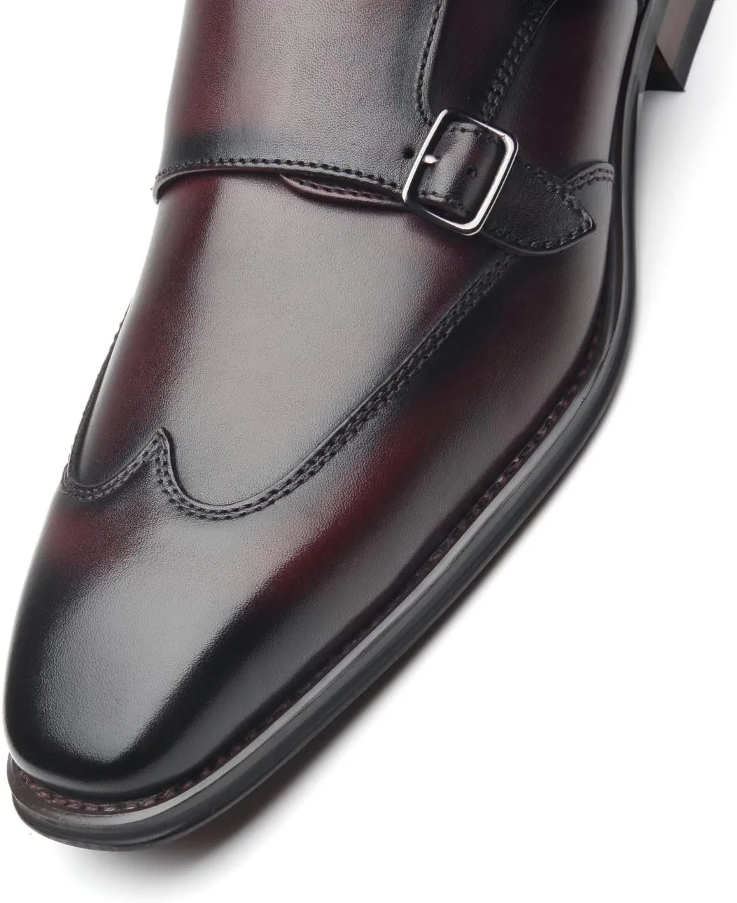 Mens Double Monk Strap Slip on Loafer Cap Toe Leather Oxford Formal Business Casual Comfortable Dress Shoes for Men