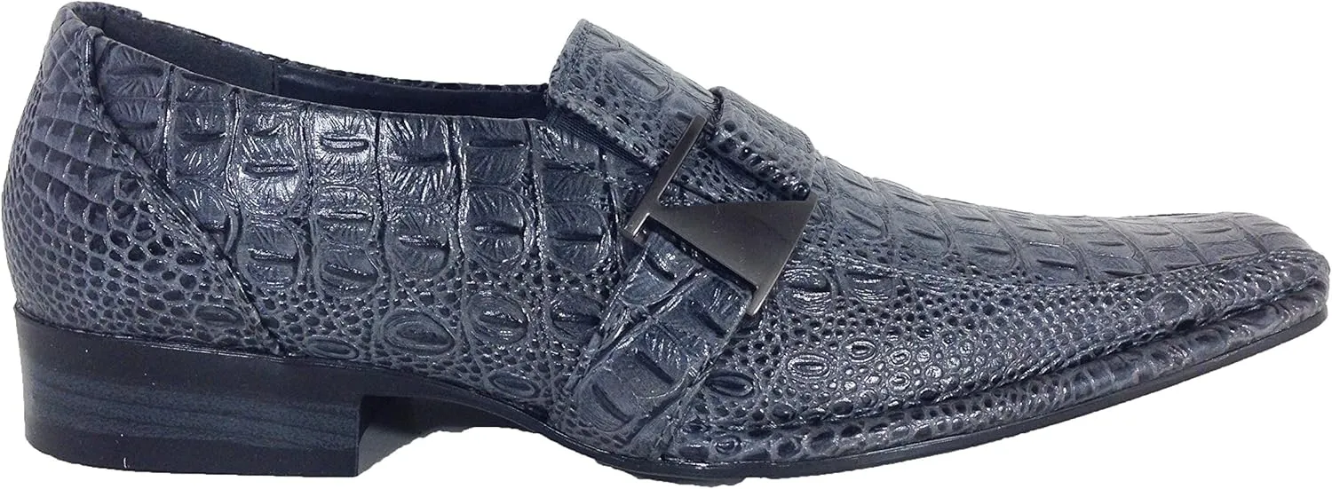 Men's Dress Loafers Elastic Slip on with Buckle Fashion Shoes Runs Half Size Big(Toni)