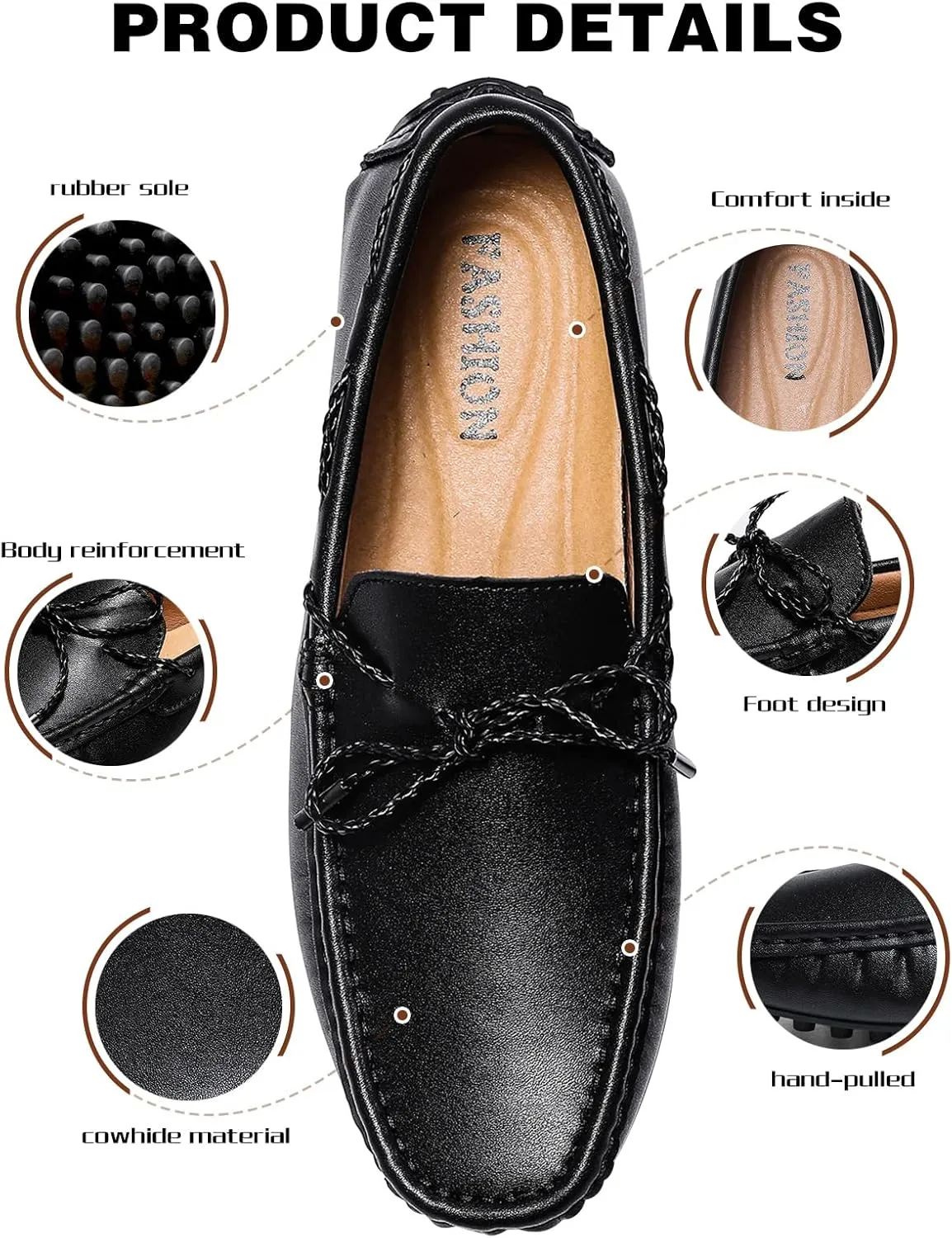 Men's Flat Penny Loafer Leather Slip on Dress Driving Moccasins Casual Shoes