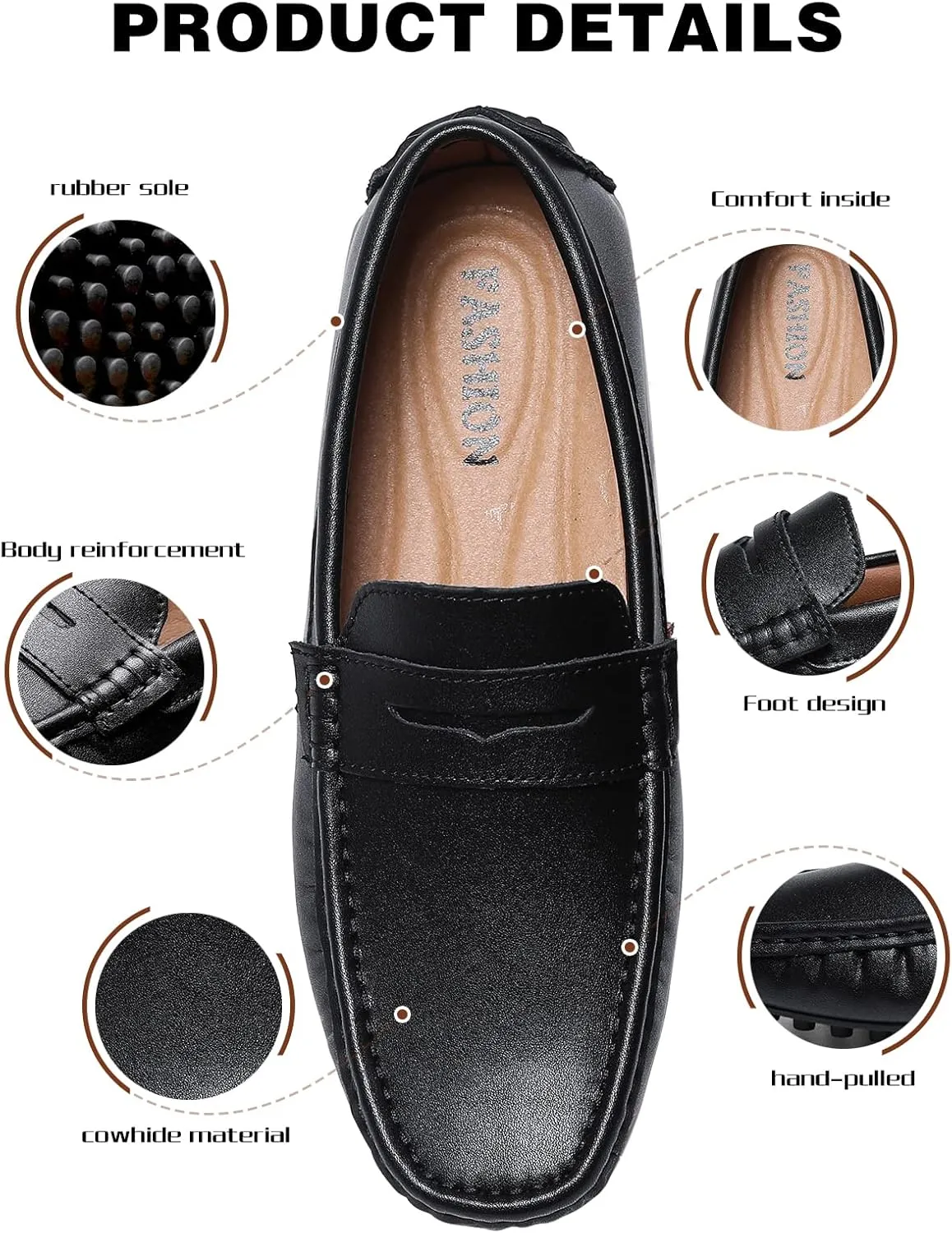 Men's Flat Penny Loafer Leather Slip on Dress Driving Moccasins Casual Shoes