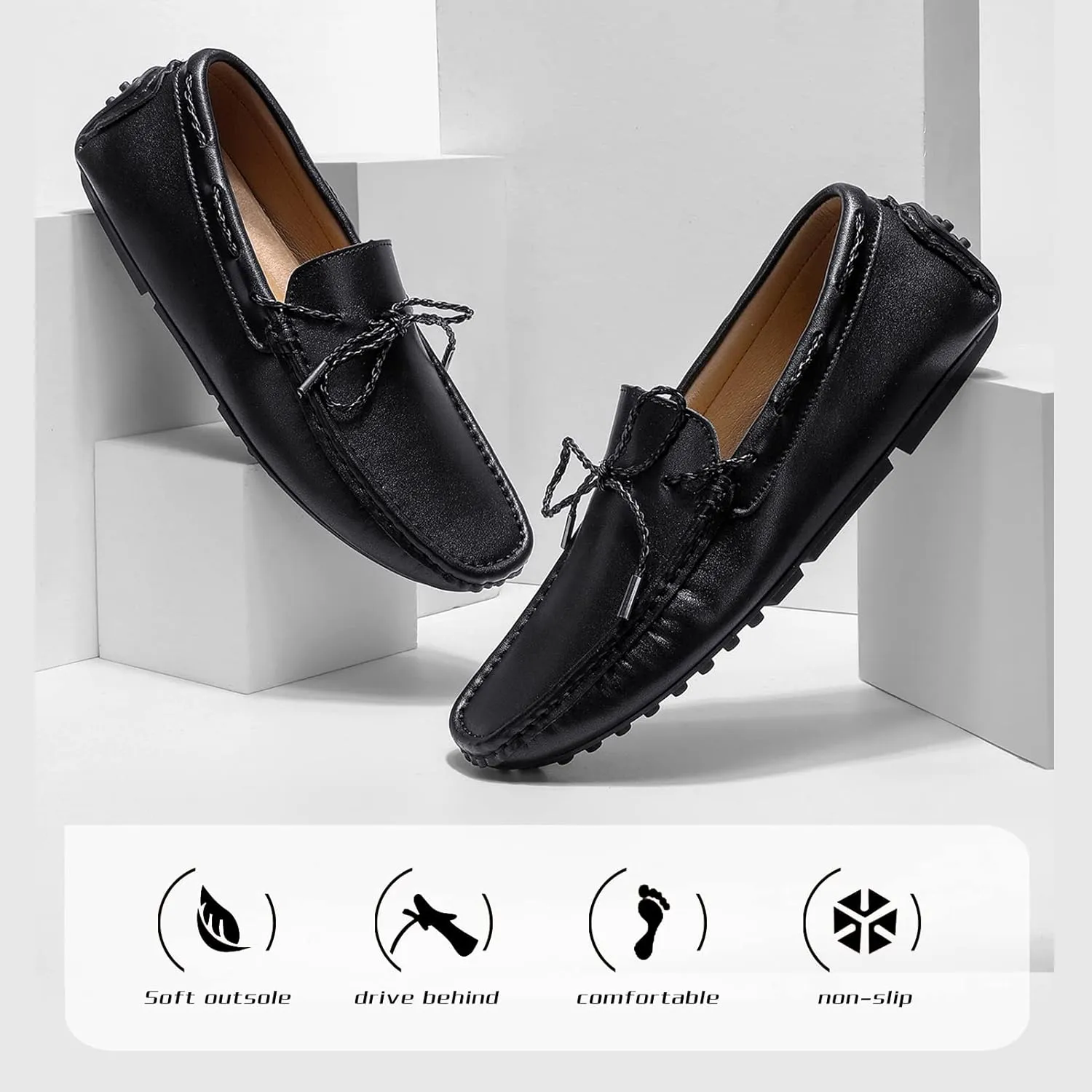 Men's Flat Penny Loafer Leather Slip on Dress Driving Moccasins Casual Shoes