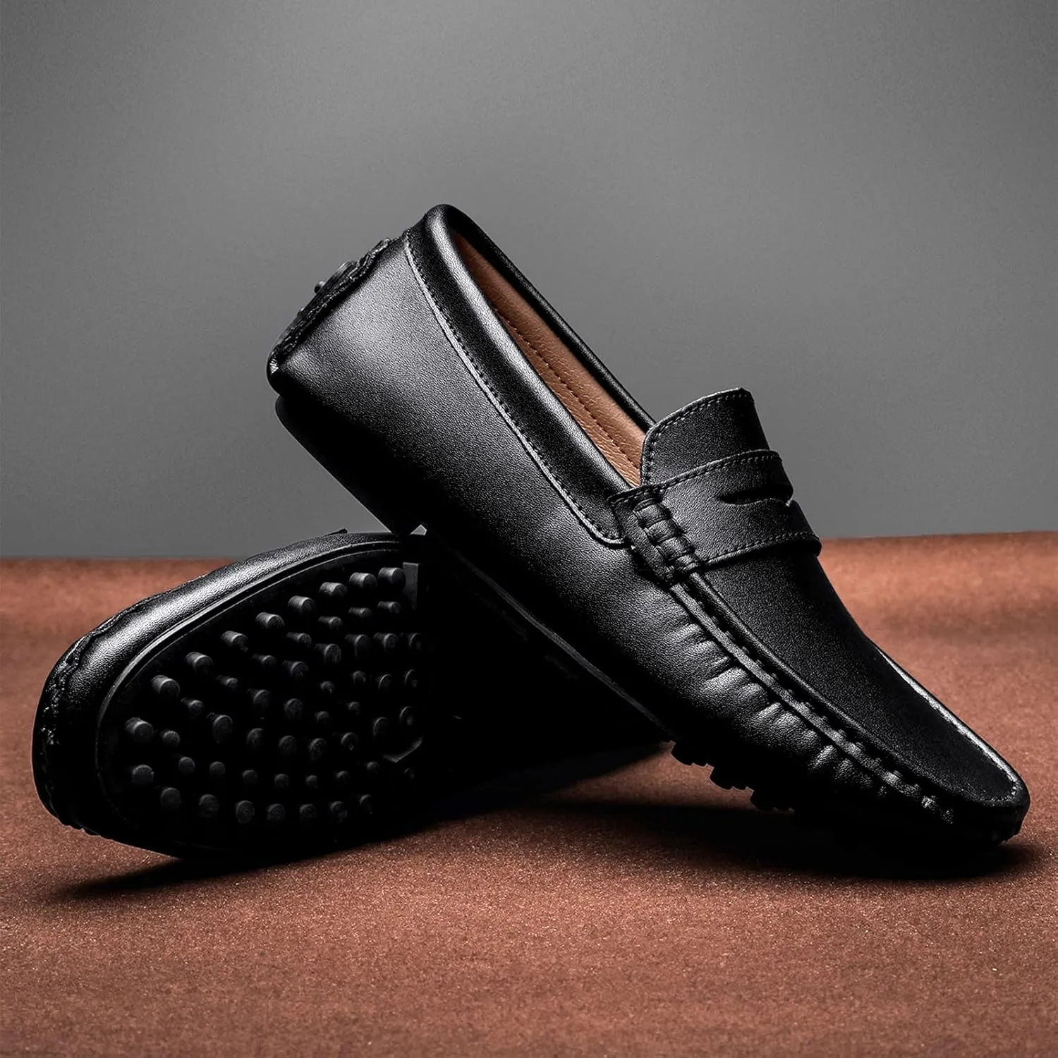 Men's Flat Penny Loafer Leather Slip on Dress Driving Moccasins Casual Shoes