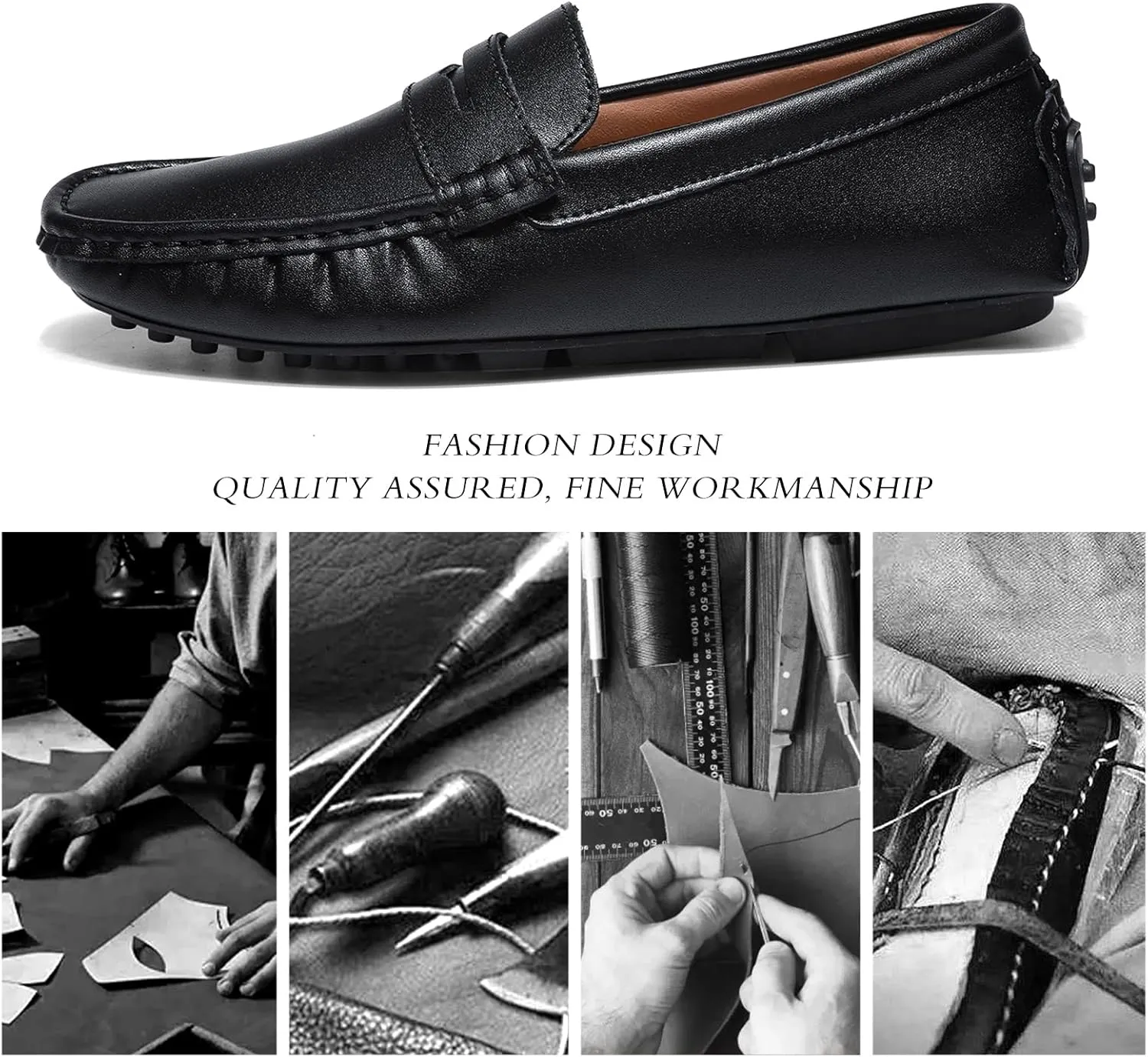 Men's Flat Penny Loafer Leather Slip on Dress Driving Moccasins Casual Shoes