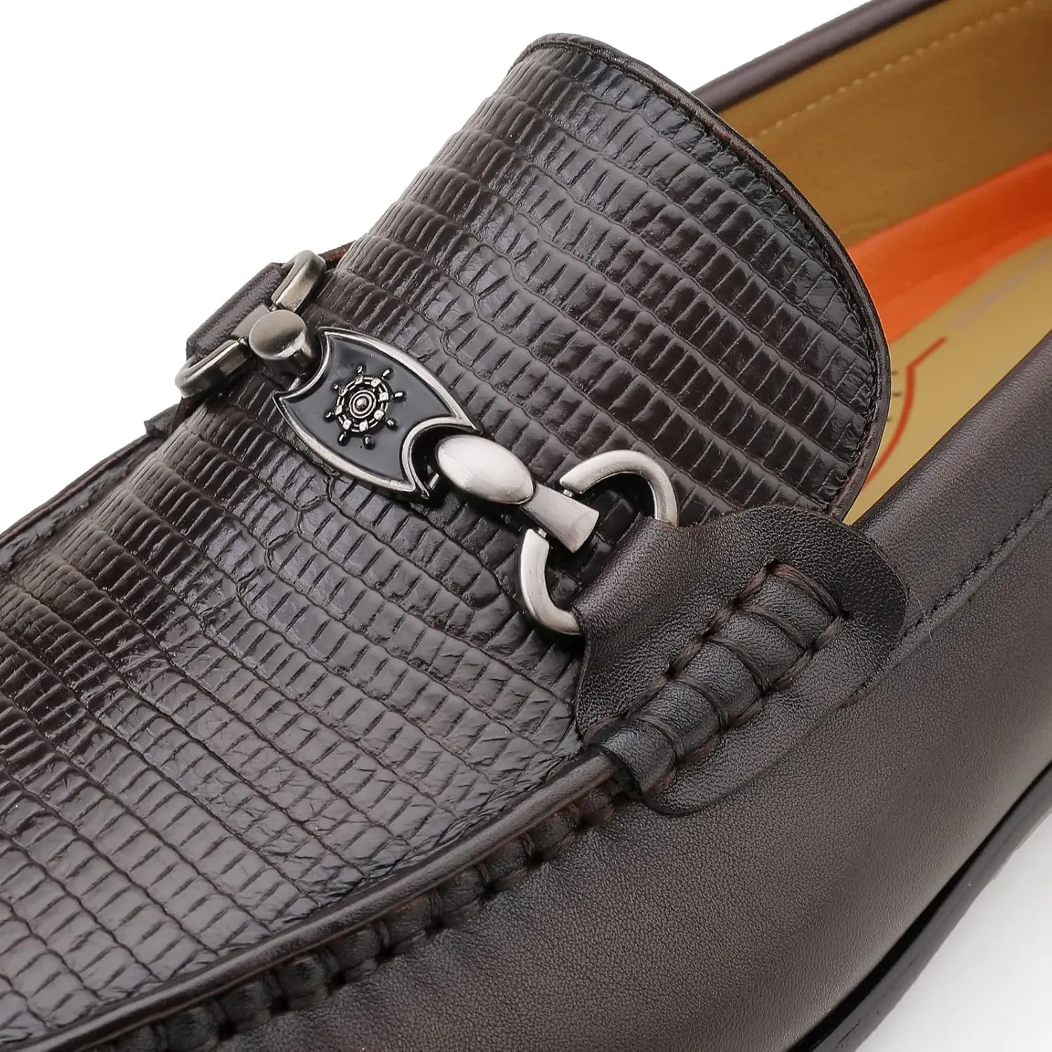 Mens Genuine Dress Shoes, Premium Crocodile Print Leather Slip-on Casual Shoes Penny Loafers for Mens, Black