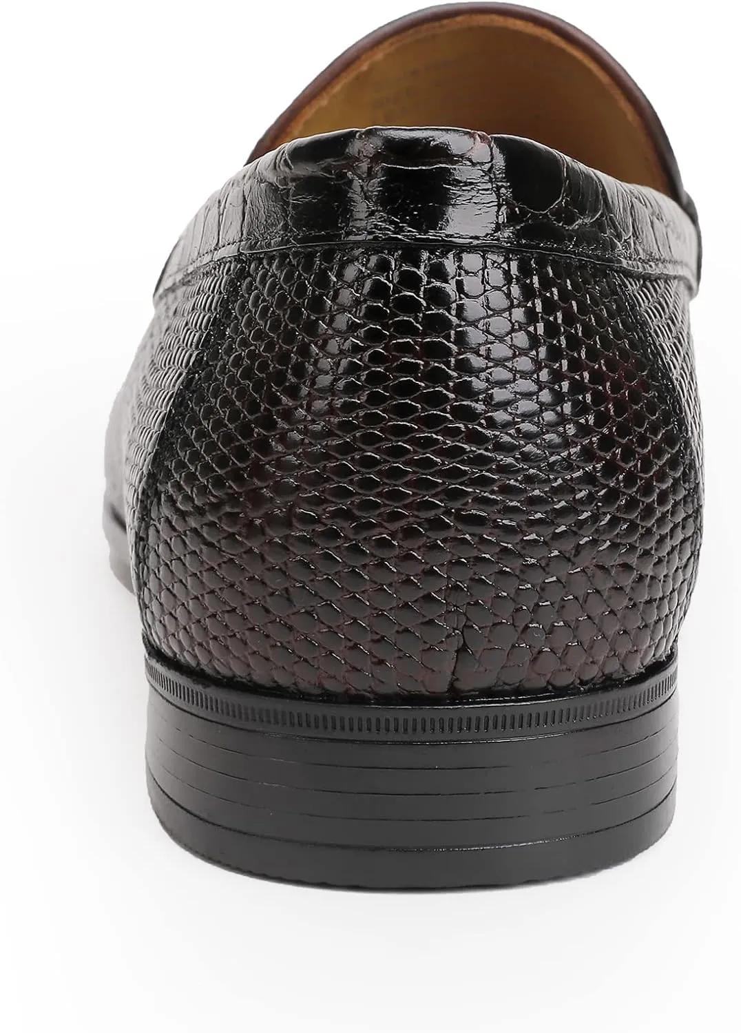 Mens Genuine Dress Shoes, Premium Crocodile Print Leather Slip-on Casual Shoes Penny Loafers for Mens, Black