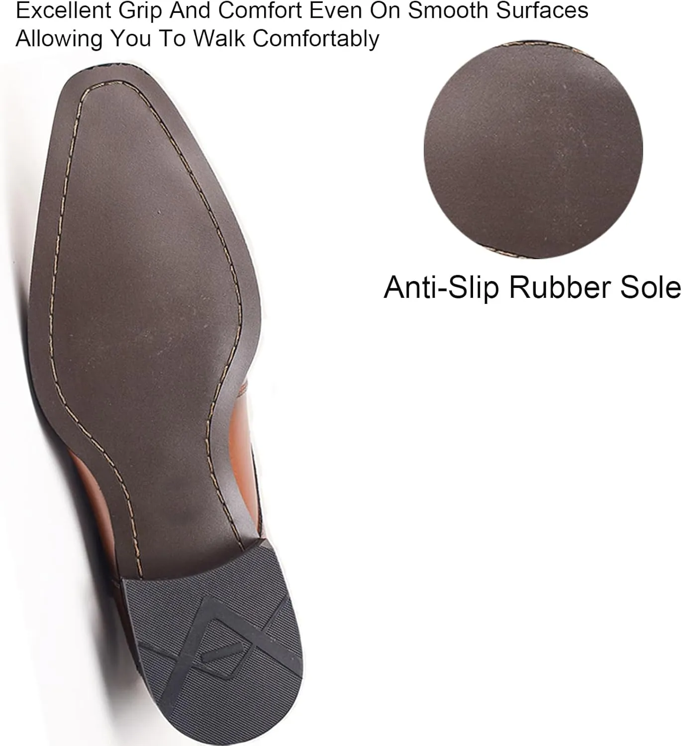 Men's Genuine Leather Monk Buckle Low Heel Dress Shoes Classic Square Toe Handmade with Buckle Slip-On Oxford Shoes for Business Office