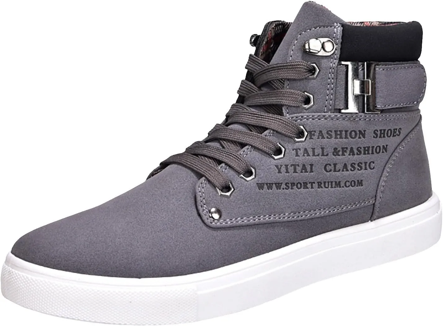 Men's High Top Sneakers Retro Casual Lace Up Sport Shoes Flat Bottom Walking Boots Outdoor Men Ledge Mid Boot