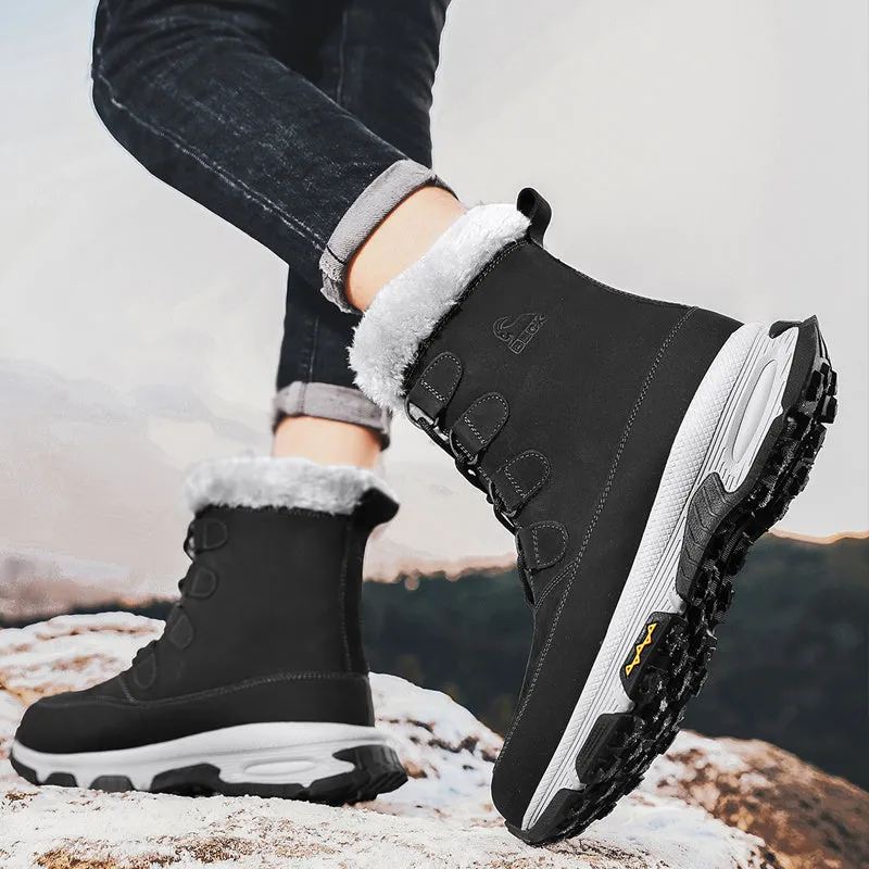 Men's High Top Warm Fleece Anti-skid Lace Up Hiking Snow Boots