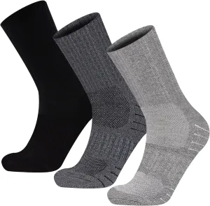 Men's Moisture Wick Cushion Hiking Socks Comfort Crew Boot Gym Fitness Sports Socks For Men S (3 Pairs)