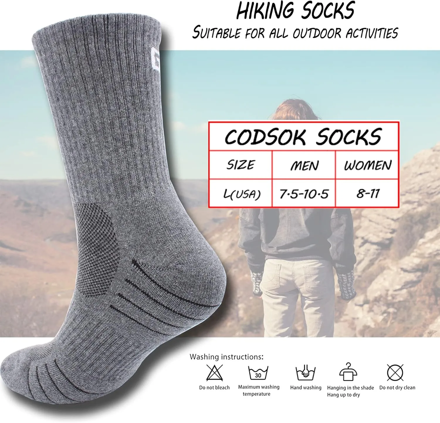 Men's Moisture Wick Cushion Hiking Socks Comfort Crew Boot Gym Fitness Sports Socks For Men S (3 Pairs)