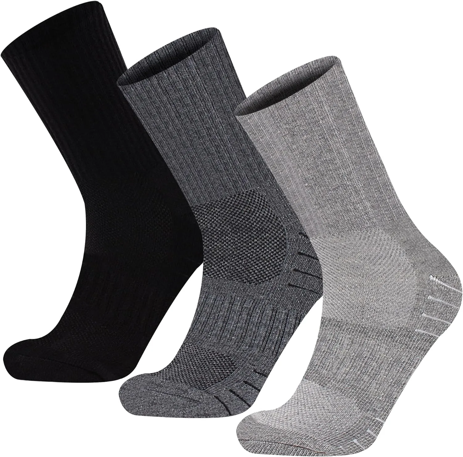 Men's Moisture Wick Cushion Hiking Socks Comfort Crew Boot Gym Fitness Sports Socks For Men S (3 Pairs)