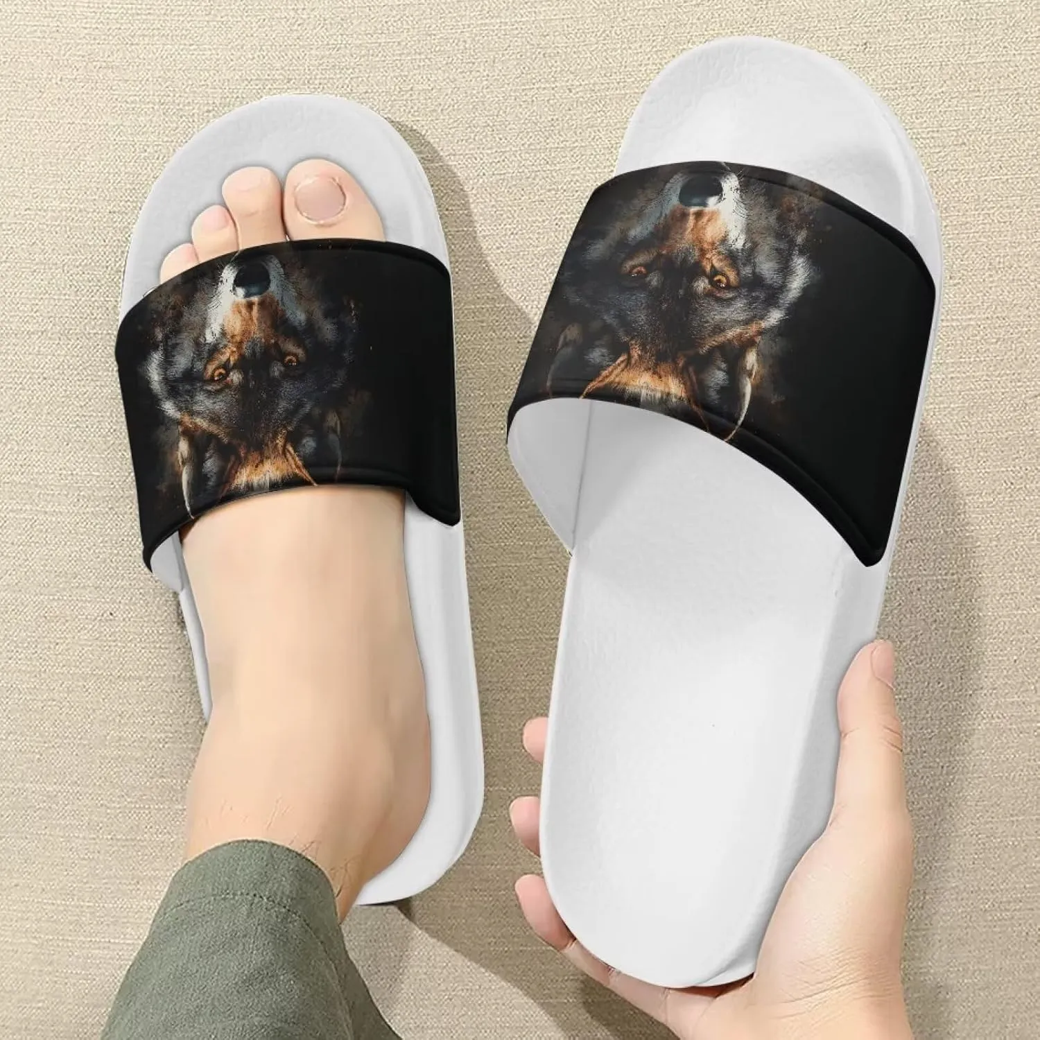 Men’s Slides Breathable Comfort Cushioned Slid-On Beach Pool Sandal Slippers Size 5-14 White Sole