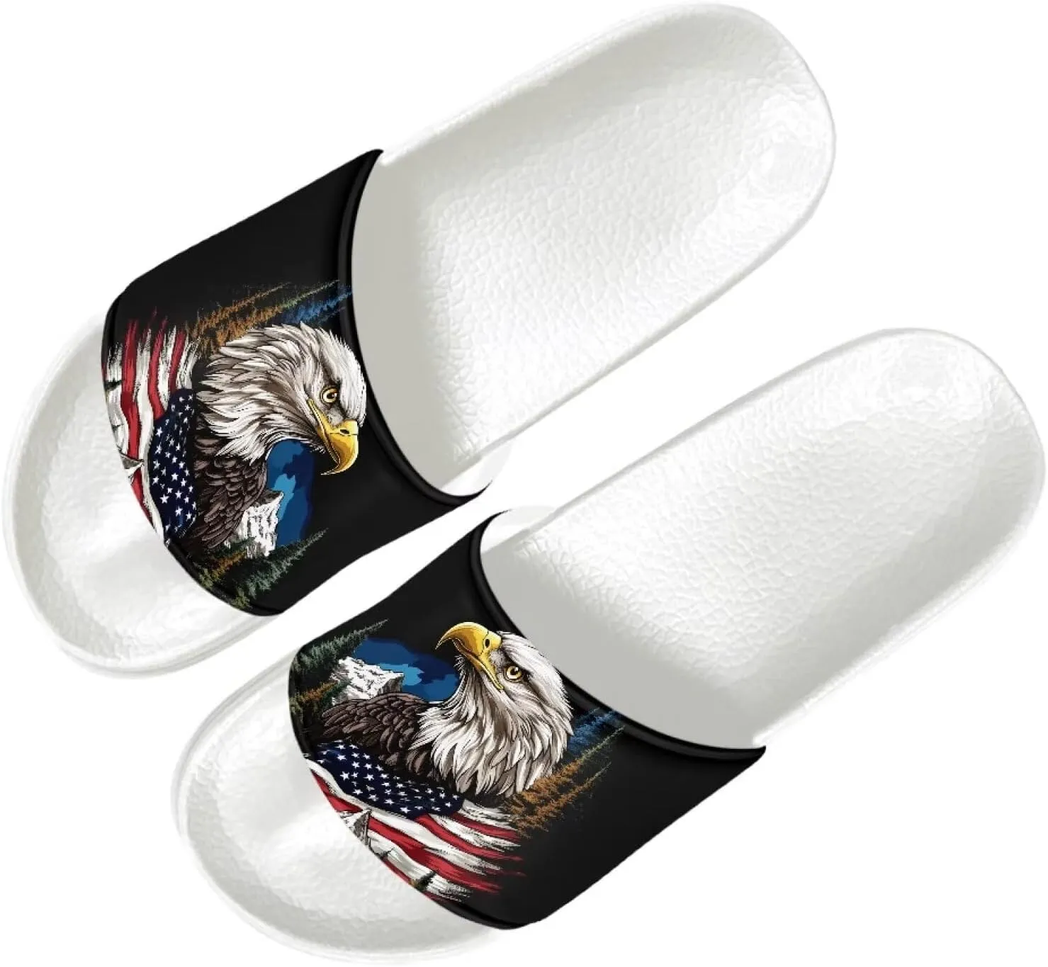 Men’s Slides Breathable Comfort Cushioned Slid-On Beach Pool Sandal Slippers Size 5-14 White Sole