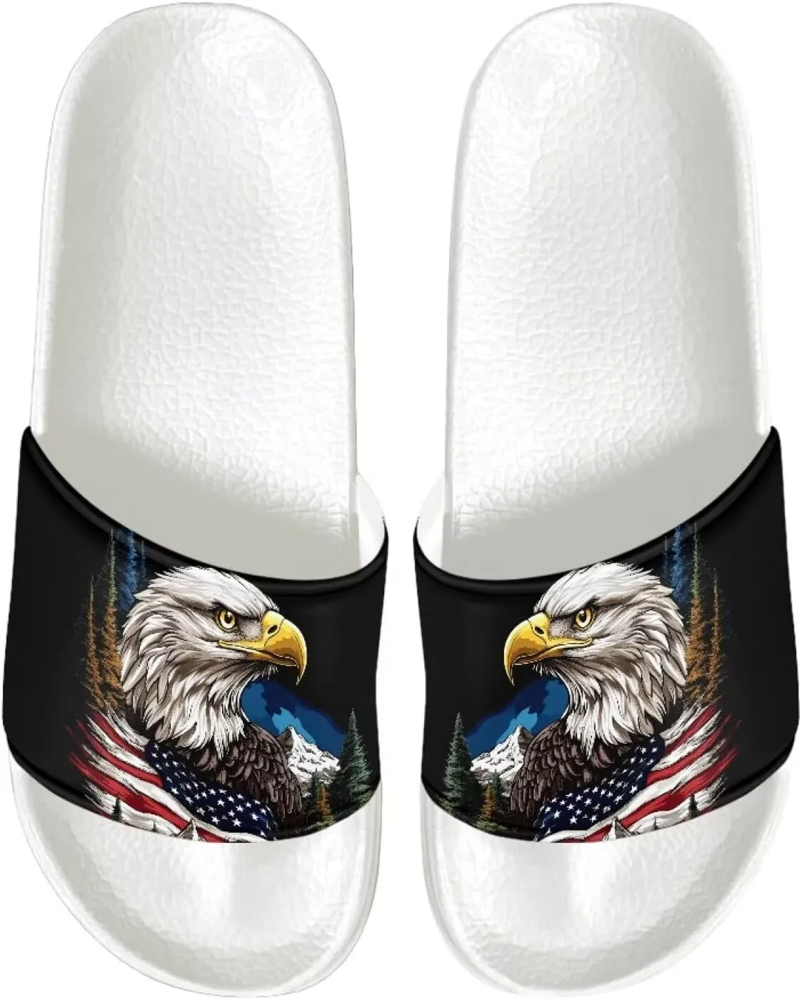 Men’s Slides Breathable Comfort Cushioned Slid-On Beach Pool Sandal Slippers Size 5-14 White Sole