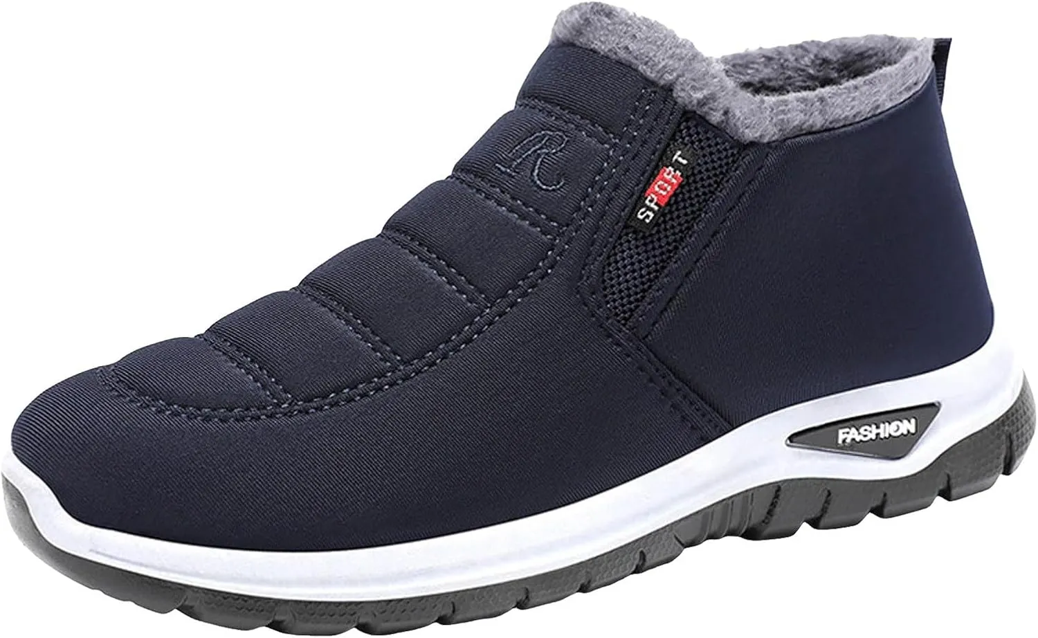Men's Slip On Winter Boots Fleece Lined Warm Snow Boots Lightweight Walking Boots Flat Soled Non Winter Walking Gear