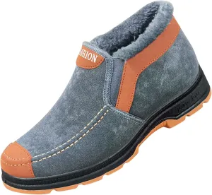 Men's Suede Ankle Boots Classic Slip On Furry Boots Fleece Lined Warm Winter Boots Non Slip Cold Proof Shoes