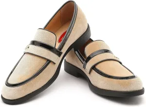Mens Velvet Loafers, Men's Fashion Mens Dress Shoes Classic Loafers for Wedding Party Penny Dancing,Slip-On Flats Smoking Slippers Prom