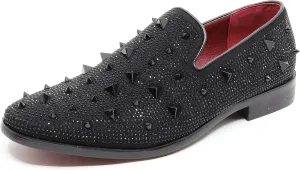 Men's Vintage Spike Rhinestone Designer Classic Smoking Dress Tuxedo Loafers Slip On Shoes SM-24