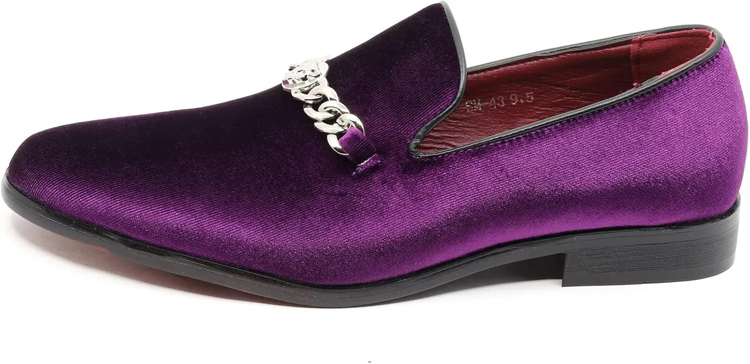 Men's Vintage Velvet Designer Classic Smoking Dress Tuxedo Loafers Slip On Shoes SM-43