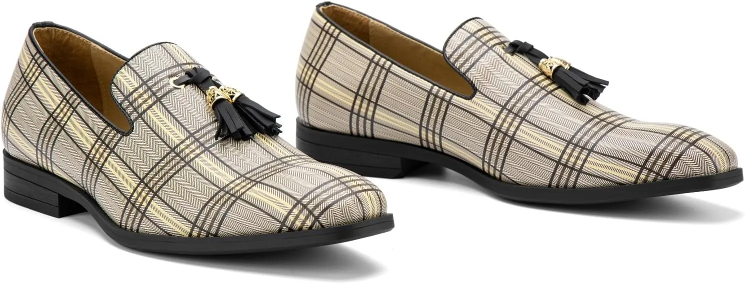 Men's Vintage Velvet Embroidery Noble Loafer Shoes Slip-on Loafer Smoking Slipper Tassel Loafer