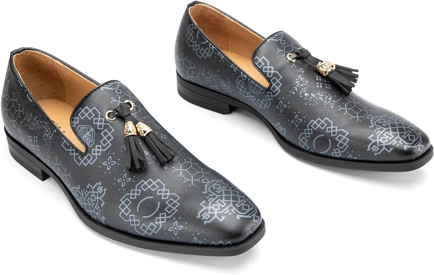 Men's Vintage Velvet Embroidery Noble Loafer Shoes Slip-on Loafer Smoking Slipper Tassel Loafer