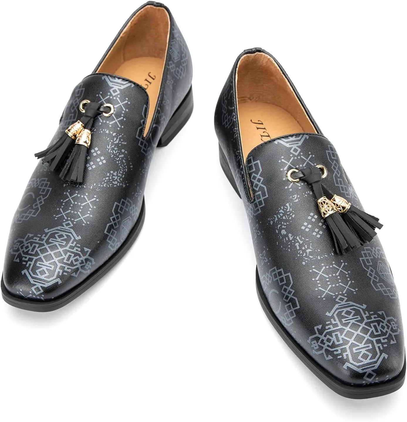 Men's Vintage Velvet Embroidery Noble Loafer Shoes Slip-on Loafer Smoking Slipper Tassel Loafer