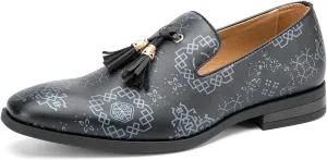 Men's Vintage Velvet Embroidery Noble Loafer Shoes Slip-on Loafer Smoking Slipper Tassel Loafer