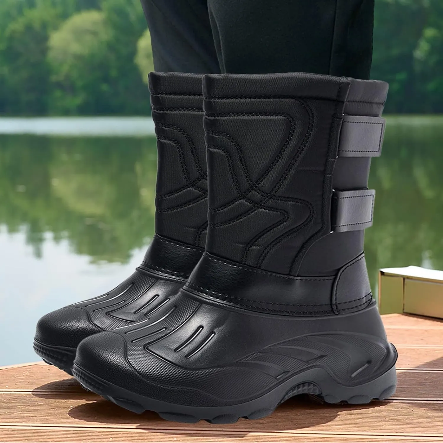 Men's Water Proof Insulated Snow Boots Cold Proof Mid Calf Boots Comfort Non Slip Winter Boots Mens Winter Shoes 7