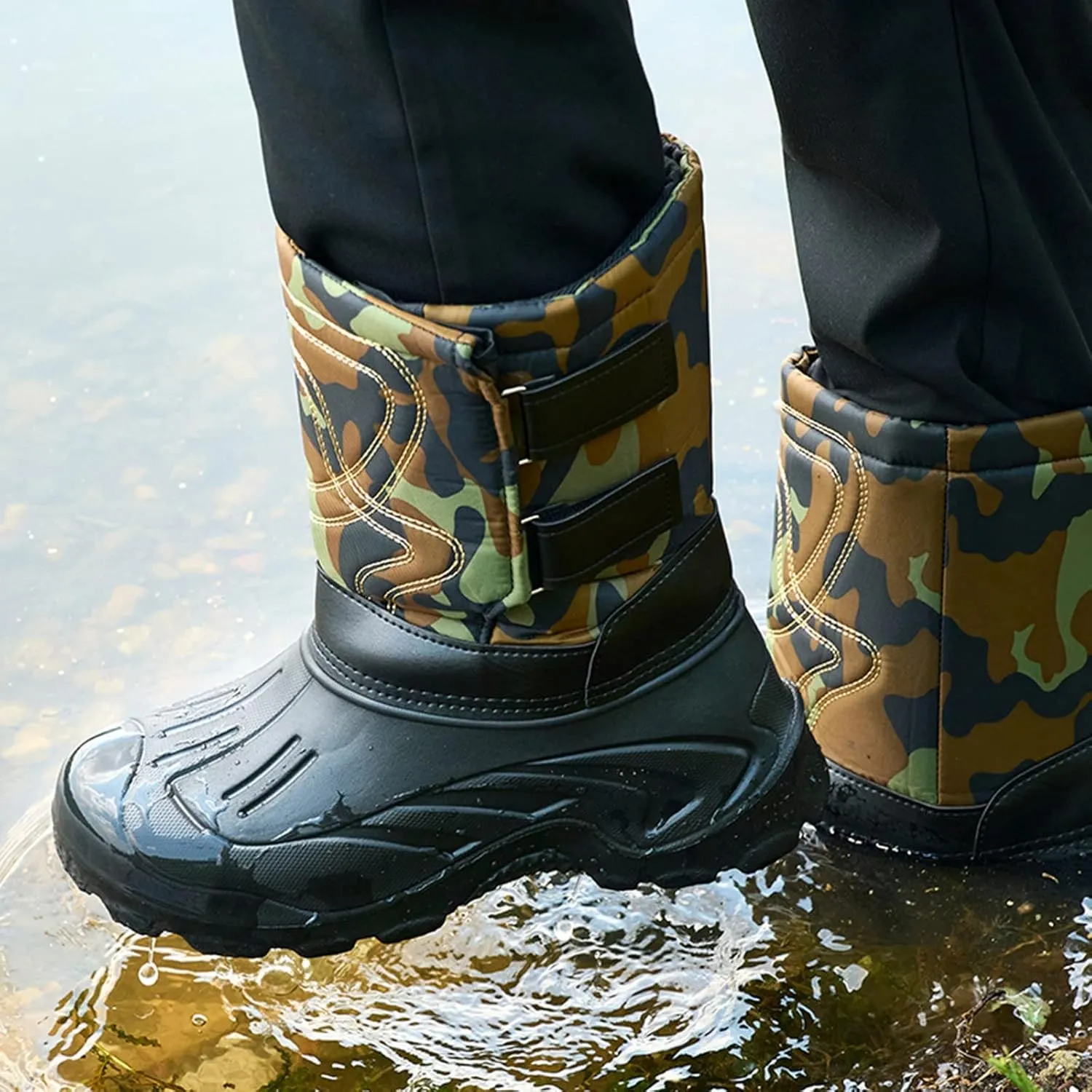 Men's Water Proof Insulated Snow Boots Cold Proof Mid Calf Boots Comfort Non Slip Winter Boots Mens Winter Shoes 7