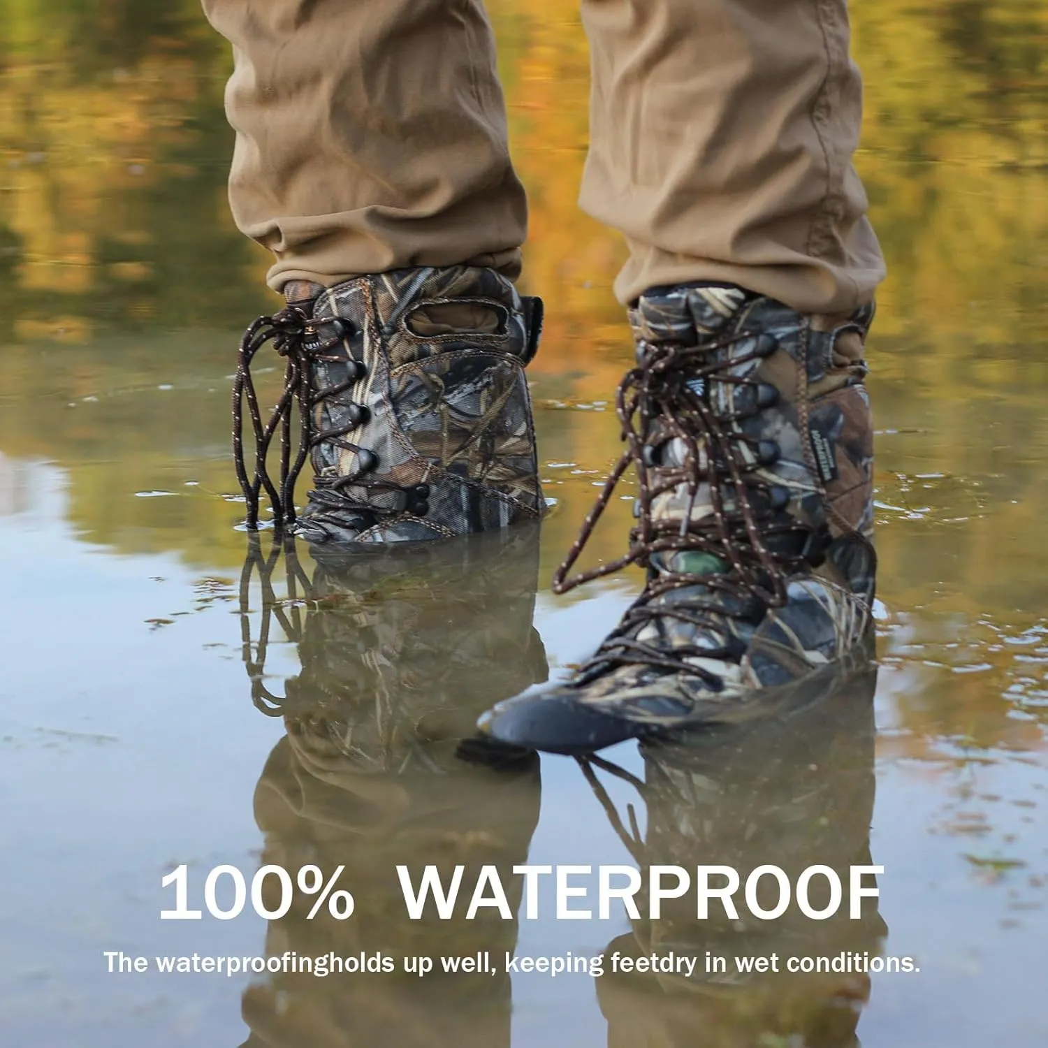 Men's Waterproof Hunting Boots Lightweight Hiking Boot Insulated Work Boot, 10 inches Breathable Outdoor Boot, 400g Thinsulate