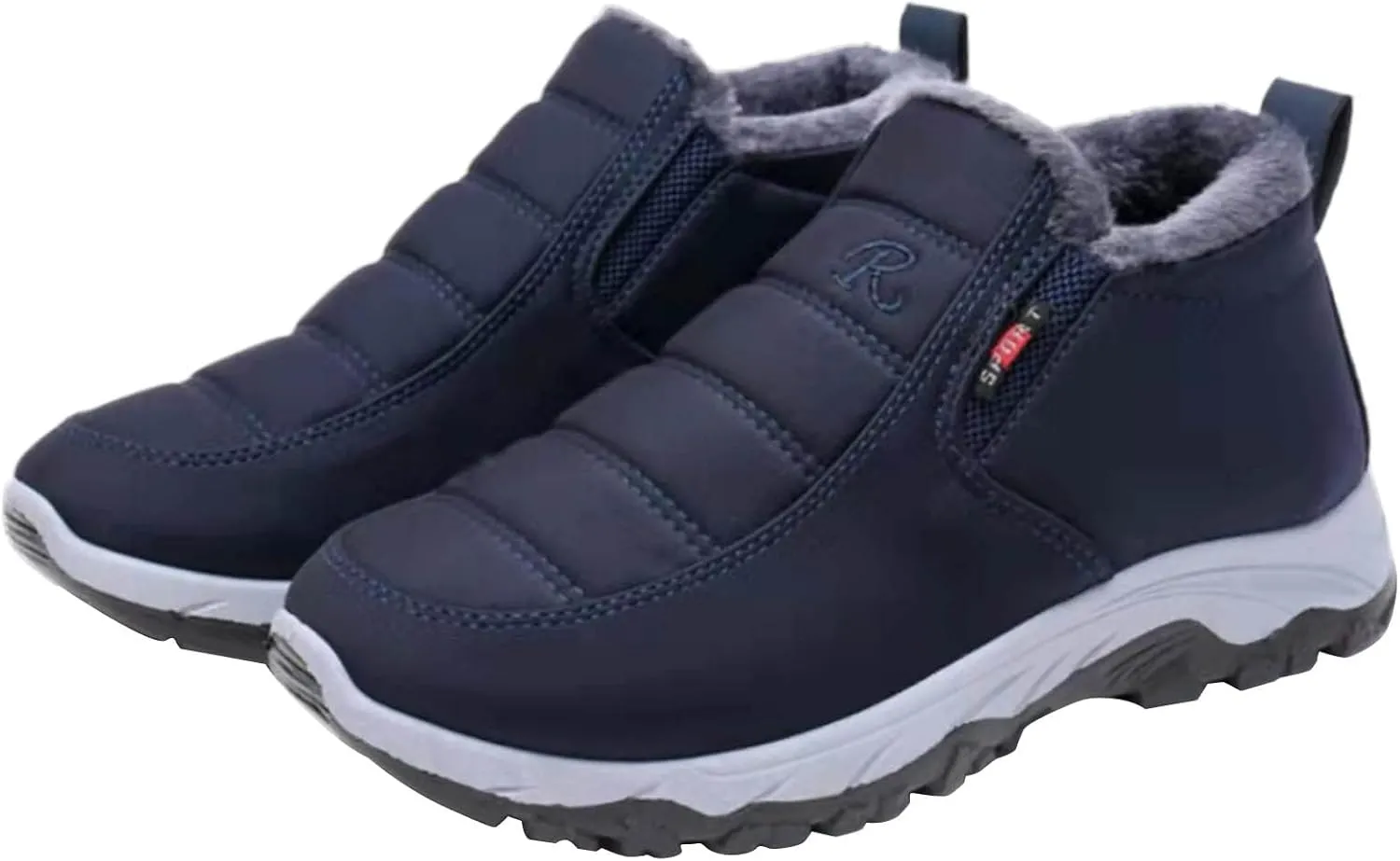 Men's Winter Warm Boots Classic Slip On Boots Fleece Lined Warm Ankle Boots Thick Bottom Non Slip Ankle Slip Winter Shoe